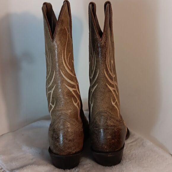 Justin Brown Leather "Cross" Women's Western Cowboy Boots - Picture 3 of 7